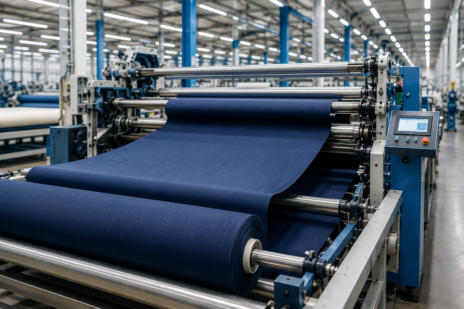Modern textile manufacturing floor with industrial machinery